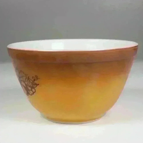 VINTAGE PYREX Old Orchard Mixing Bowls Nesting Lot of 2 60s 70s Brown 401 402 - Picture 11 of 16